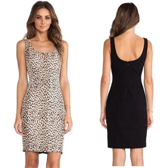 Diane Von Furstenberg Arianna Leopard Print Jacquard Dress Size 6 - Picture 1 of 9